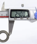 Measuring F6802ZZ Flanged Ball Bearing with caliper showing 24.00mm, part of 10 pack for industrial use.