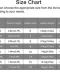 Size chart for Grab This Bad Boy Compact Fiberglass Telescoping Ladder For Electrical Work That Is Super Sturdy Non Conductive With Wide Anti Slip Treads And Secure Locks Handling Three Hundred Thirty Pounds Like A Champ In Two To Six Meter Sizes