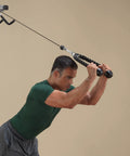 Heavy Duty Triceps Rope With High Carbon Steel Swivel for press downs, man exercising on cable machine in home gym