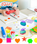 36 Piece Craft Hole Punch Shapes With Colorful Sticker Paper for Scrapbooking showing use in DIY project