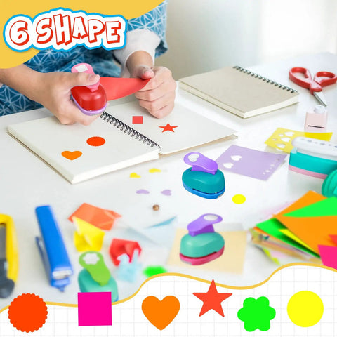 36 Piece Craft Hole Punch Shapes With Colorful Sticker Paper for Scrapbooking showing use in DIY project