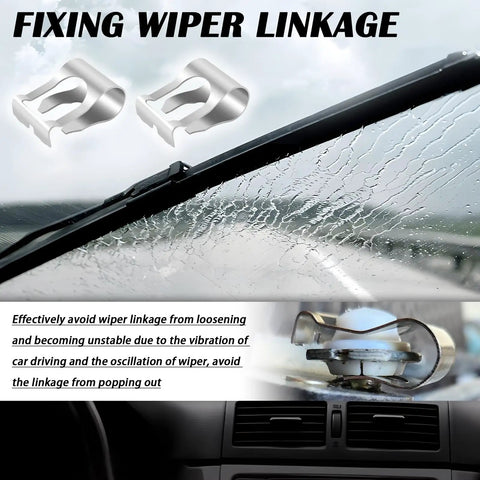 Two Pack Windshield Wiper Linkage Clip With Barb Fixing Teeth Design, Universal Wipers Transmission Clip For Car, Easy Wiper Linkage Fix, Beefy Durable Wiper Motor Assembly Clip, Replacement Accessory, steel clip on wiper linkage