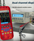 2 Channel Digital Handheld Oscilloscope With 50MHz Bandwidth And 250MSaS Real Time Sampling in use with its display screen visible