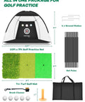 10x7 Foot Golf Practice Net With Mat Backyard Driving And Chipping Training Net Heavy Duty Hitting Cage setup components