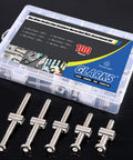 100Pcs M6 Hex Drive Socket Cap Barrel Screws And Nuts Kit For DIY Furniture Building With 5 Lengths displayed with clear box