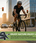 Cyclist riding a bike in the city with Dope 8 Speed Bike Shifter Lever Set For 3x8 Drivetrain image inset below.