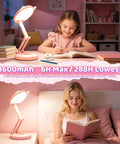 Pink Foldable Desk Lamp For Dorm Rooms And College Girls Rechargeable And Dimmable Portable Cat Lamp illuminating study areas