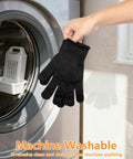 Cut Resistant Gloves With Stainless Steel Wire Core For Pro Grade Food Prep Level 5 Protection, Dexterity For Kitchen Chefs Butchers Meat Cutting Mandoline Oyster Shucking Garden And Wood Carving Size Large being placed in a washing machine.
