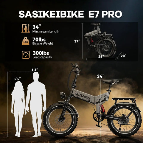 Side view of 1500W Folding Electric Bike For Adults With Removable 52V 20Ah Battery, 70 Mile Max Range, Mountain Gray.