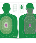 Double Sided Shooting Targets 5 Pack 23 By 35 Inches Full Size B-27E PROS And FBI-Q Tactical Silhouette 100g Paper in Green