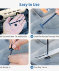 Step-by-step installation of 100 Pcs Nylon Universal Car Cable Tie Buckle Set for quick DIY car repairs on bumpers and panels.