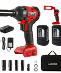 Cordless Impact Wrench Pro Kit with 260 ft-lbs torque, 20V max brushless power, 2.0Ah batteries, charger, and 5 sockets