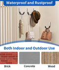 Beefy Steel Garage Hooks Set For Wall Mounts holding bags and hats on beige wall, anti-slip PVC coated, 50+ lbs capacity each.