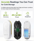WiFi Refrigerator Thermometer With Freezer Alarm and Remote Temperature Monitoring Dope App Alerts Email Buzzer Power Outage Alerts Pass Through Outlet Hub Two Sensors Ultra Flat Probe for Home Kitchen, white hub