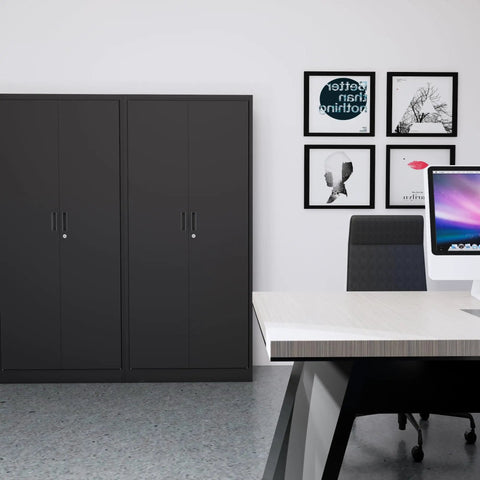 Built Like A Tank 71 Inch Tall Metal Storage Cabinet With Secure Locking Double Doors And Five Fully Adjustable Shelves In Durable Black Finish For Garage And Office