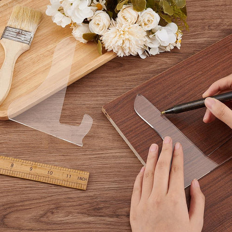 Dual Style Pro Grade Cutting Board Template Set In Clear Acrylic Charcuterie Board Templates used on wooden board with hands