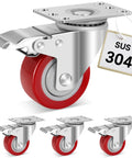 Stainless Steel 3 Inch Caster Wheels With Brakes Heavy Duty 304 Stainless Casters Set Of 4 Anti Corrosion Industrial Castors