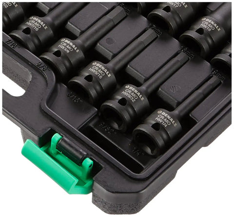 Denali 20-Piece Half-Inch Drive Impact Hex Socket Set With SAE And Metric Sizes Carrying Case Pro-Grade Cr-Mo Steel One-Piece Construction Black Oxide Finish Laser-Etched IDs Built To Last And Boss-Level Tough For Pros