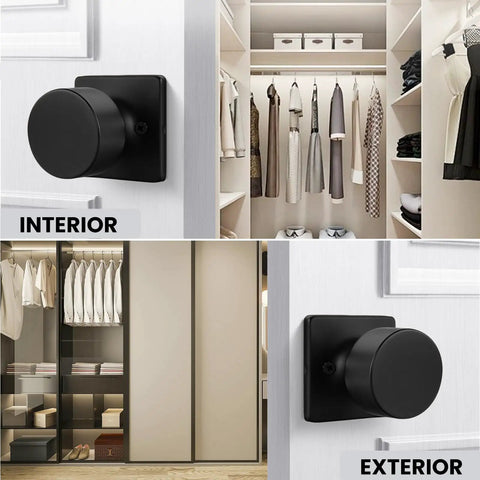Matte Black Dummy Door Knobs 3 Pack Non Turning Pull Handles For Closet Pantry And French Doors No Function Door Pulls Built To Last Metal Hardware Durable, interior and exterior view