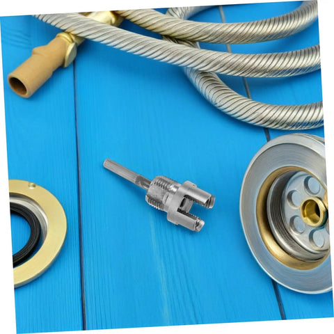 BESPORTBLE 2-Piece PVC Pipe Threading Tool Kit shown with plumbing hoses and fittings on a blue surface