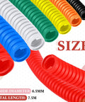 Quarter Inch Split Wire Loom Tubing Provides Straight Up Tough Cable Conduit Protection That Shuts Down Pet Chewing Threats While Keeping Your Electric Wire Cord Arrangement Crisp And Zero Hassle In Bold Red, showing various colors and sizes with 6.5mm diameter.