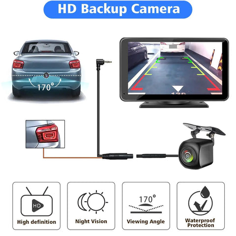 Wireless CarPlay And Android Auto Receiver with Plug And Play 7 inch HD Touch Screen Car Stereo, 170° backup camera setup