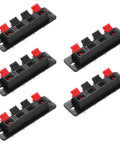 5 units of 4 Way Spring Terminal Clip Push Release Connector Plate For Speaker Socket And Test Clip WP4-4 with Red Black Polarity Coding