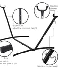 Outdoor Double Hammock With Sturdy Steel Stand Heavy Duty Frame Holds Up To 450 Lb Portable Carrying Bag Included, frame details