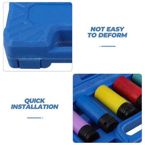 Top Tier Impact Lug Nut Socket Kit With Tire Protection Sleeves For Fast Car And Bike Wheel Repair Quick Release Driver Design Saves The Day blue case with anti-scratch sleeves