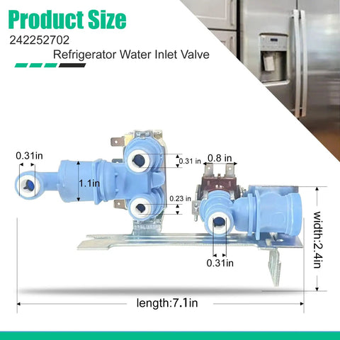 242252702 Refrigerator Water Inlet Valve Replacement For Frigidaire Kenmore Models With Plug And Play Install Durable Build Precise Water Flow And Broad Compatibility With Electrolux Crosley Kelvinator Westinghouse And More, 7.1in