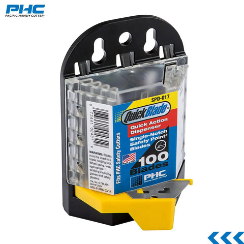 Safety Point Blade Dispenser With 100 Round Point Blades SPD017, durable carbon steel, fits standard utility knives