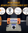 Slick Four Inch Bench Grinder Polishing Machine With Adjustable Variable Speed For Jewelry Crafting and Dental Buffing Includes Dual Cloth Wheels.
