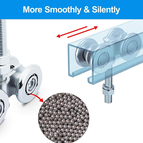 Two Pack Track Roller Wheels For Beam Trolley System, Sliding Door Roller Track Wheels With Box Rail Strut Channel, 440 lb Capacity