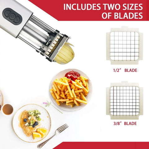 Ditch The Manual Grind With This Rock Solid Electric French Fry Cutter Packing Precision Stainless Steel Blades And Dual 1/2 Plus 3/8 Inch Cuts For Quick Home Or Restaurant Meal Prep Any Day