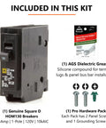 Square D Homeline 30 Amp Circuit Breaker Kit 1 Pack Single Pole 30A 120V 10kAIC UL Listed Plug-In for Load Center Panel Box Replacement Residential Grade Easy Install, breaker with grease and hardware
