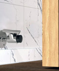 Side view of Marine Grade 316 Stainless Steel Heavy Door Stopper Catch Set With Mirror Finish for boats and yachts installed on wall
