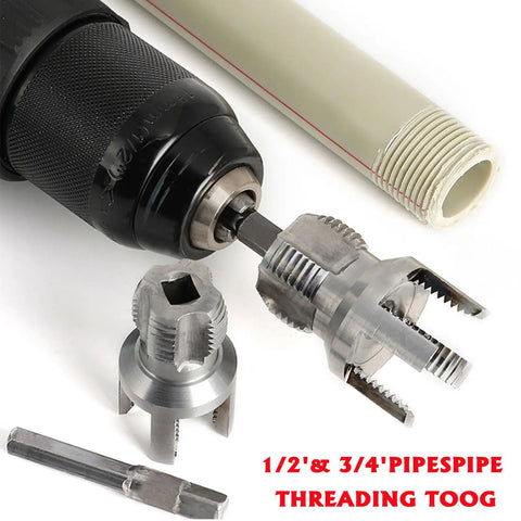 Pipe Threading Tool Kit Half Inch Three Quarter Inch One Inch Set With Internal And External Threaders for drills