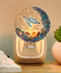 Seashell Night Light Plug In Ocean Vibe Decor With Sea Turtle Ornament, decorative 360° rotating plug, soft ocean-themed glow.