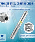 Deep Well Submersible Pump 1HP 115V 37 GPM 207 Ft Head 4 Inch Stainless Steel Water Pump, IP68 Waterproof, NPT Discharge