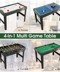 49 Inch 4 In 1 Combo Game Table Featuring Fast Swap Foosball Slide Hockey Ping Pong And Pool Tops Built For Adult Game Rooms, showing various game tops.
