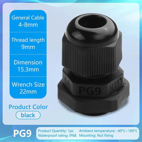 Waterproof Adjustable Cable Gland Set PG9 4 To 8mm Connectors With Gaskets 10 Pcs DIY Friendly Cable Seals