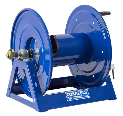 Heavy Duty Hand Crank Steel Hose Reel 1125-4-200 Series, Built Tough 1/2 Inch By 200 Feet, 3000 PSI, All Welded Steel A Frame, Blue