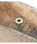 Close-up of 100 Pcs T25 Plum Wood Screws Set Self-Tapping Pocket Hole Plaster Dowel Fasteners in wood surface