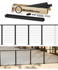 Knockout Modular Cable Railing Kit With Stainless Steel Wires And Smooth Finish Handrail 36 Inch System for deck installation, showing components.
