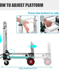 Beefy Heavy Duty 2 In 1 Aluminum Hand Truck Dolly Convertible With One Hand Switch For Versatile Lifting Up To 440 Lbs Four Wheel Or 220 Lbs Two Wheel, 28in to 33.5in adjustable platform