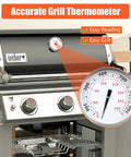 Spot On Accurate Grill Thermometer Replacement For Genesis 300 Series, installed on grill with reading close-up