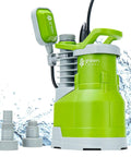 Submersible Sump Pump 3/4 HP Heavy Duty High Flow 4000 GPH With Adjustable Float Switch Manual Automatic, green, with accessories