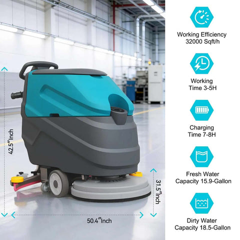 Powerful Walk Behind Floor Scrubber Polisher Dryer That Dries Floors Fast, 22 Inch Cleaning Width and 31.5 Inch Suction in warehouse