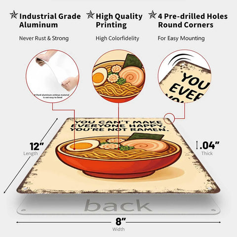 Dope Ramen Food Art Metal Sign 8x12 Tin Wall Decor For Kitchen Office Garage Or Home Aluminum Plaque With Rustic Vintage Vibe