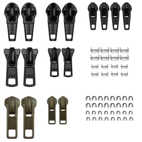 All In One Zipper Repair Kit With Replacement Sliders Pulls And Stoppers For Universal Zippers Including Size 3 And 5 Quick Fix